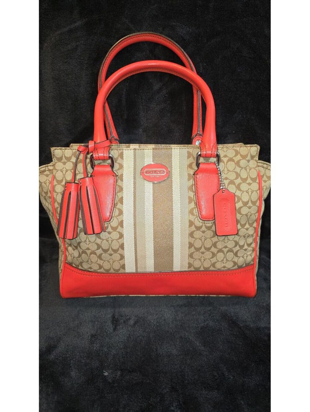 21. Coach 2012 Signature Stripe EastWest Tote